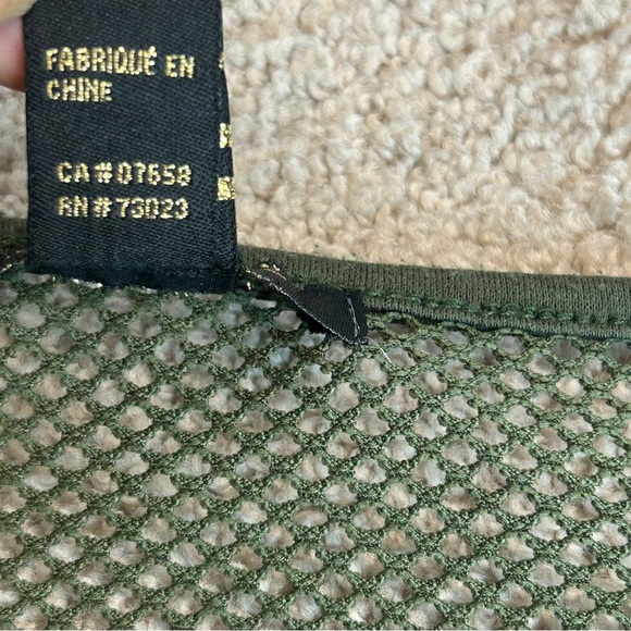 Revamped Olive Forest Green Sheer Mesh Women Sweatshirt Top L Long Sleeve - Picture 10 of 11